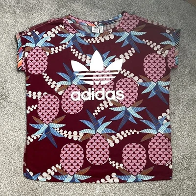 Camiseta Adidas Originals Farm Rio malha abacaxi tamanho grande manga curta tamanho P - Imagem 1 de 4