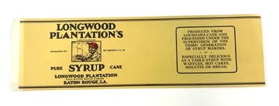 Vintage Longwood Plantation's Pure Syrup Cane Unused Label 11" x 3" - Image 1 of 3
