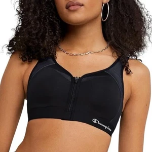 Champion Women's Sports Bra, Motion Control Zip High-impact Sports Bra, Wirefree - Picture 1 of 5