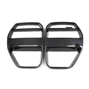 2x Dry Carbon Fiber Front Grill Replacement For BMW G80 M3 G82 G83 M4 V-Style - Foto 1 di 8