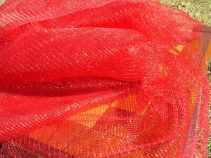 Polyester Red Shimmering Fish Net Mesh Fashion Fabric 3 Yards X 30" - Picture 1 of 12