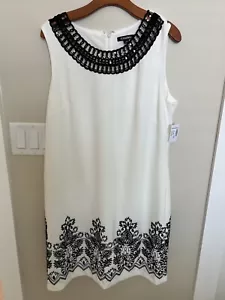 Roz & Ali Dress-Sheath , Sleeveless- very pretty - plus sized 16- Wht/Blk - Picture 1 of 5
