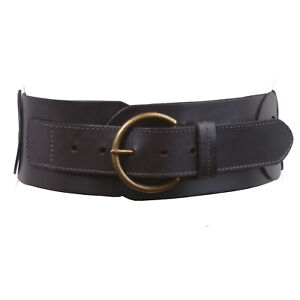 Ladies 3" Wide High Waist Linked Braided Cow-high Top Full Grain Leather Belt