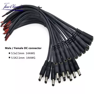 14AWG Male Female DC Power Socket Jack Connector Cable Plug Wire 30cm led strip - Picture 1 of 12