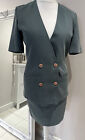 Argyle Vintage 80S 90S Skirt Suit Size 12 With Short Sleeve Jacket Grey Green