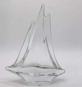 FLAWLESS Exceptional 9.5" DAUM France Art Glass Crystal HUGE Three Mast SAILBOAT - Picture 1 of 6