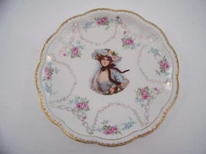 Beautiful Antique Crescent K China Victorian Lady Plate - Picture 1 of 6