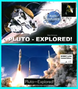 Plutón - Explorado New Horizons Primer Día Cubierta con Cancelación de Color - Imagen 1 de 1