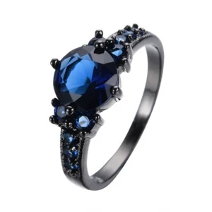 Wedding Ring With Zircon Ring Ladies Colorful Womens Ring Black Gold White Stone - Picture 1 of 19