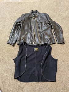 Vanson Leathers Jacket Size 42 Early Cafe Racer Brown Zip R Strip Winter Liner - Picture 1 of 20