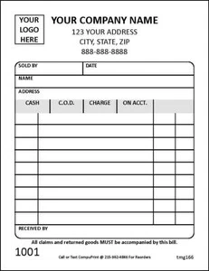 Custom Small Retail Receipt Forms / 2 Part or 3 Part / 4.25 x 5.5 / TMG166 - Picture 1 of 1