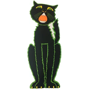 Beistle Halloween Decoration Black Cat Wall Door Vintage Trick or Treat 23" Yowl - Picture 1 of 6