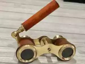 Brass Opera Glasses Red Leather Handle and Brass Fittings Binocular Gift - Picture 1 of 5