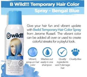 Two (2) ~ B WILD ~ Temporary Hair Color ~ BENGAL BLUE ~ Spray On ~ Wash Out - Picture 1 of 12