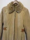 Charles Klein Tan Suede & Faux Fur Lined Hip Length Jacket Waist Tabs  Small