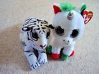 Toy, Soft Plush Cuddly Toy,White Unicorn And White Tiger,,Set Of 2 Toys