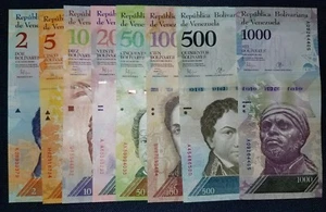JUEGO DE BILLETES VENEZUELA SIN CIRCULAR (2 a 1.000 Bs) ~ 8 Billetes - Imagen 1 de 1
