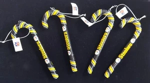 NUEVO 4 Pittsburgh Steelers NFL Fútbol 5" Bastón de Caramelo Adornos de Navidad Nuevo con Etiquetas - Imagen 1 de 4