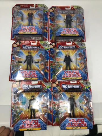DC Universe Young Justice Kid Flash,Robin,Black Canary, Superboy 6 count Figures Cover