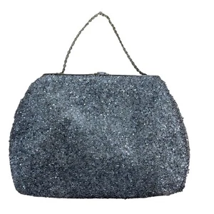 Vtg l. Magnin & Co Women's Silver Beaded Sequin Handbag Sz S - Picture 1 of 9
