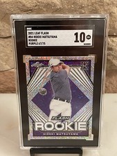 Hideki Matsuyama RC 2021 LEAF FLASH PURPLE ROOKIE CARD SP 67/75 SGC 10 GEM MINT
