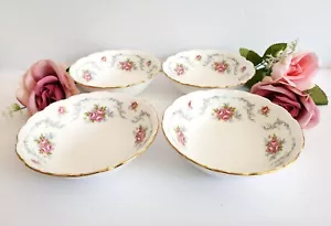 Vintage Royal Albert Tranquility Coupe Müslischalen 4er Set rosa Blumen 6 1/4" - Bild 1 von 10