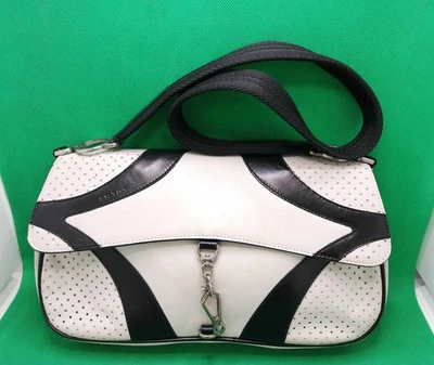 Prada Black White Shoulder Bag - Image 1 of 4