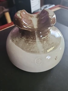 Vintage Ceramic Porcelain electric Insulator ITE Brown/Grey collectibles, large - Picture 1 of 6