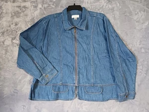 CJ Banks Jacket Womens 3X Denim Zip Front Pockets Button Cuff Casual Classic - Picture 1 of 10