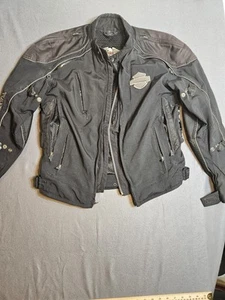 Veste homme Harley Davidson petit crâne noir flammes gris armure réfléchissante - Photo 1/18