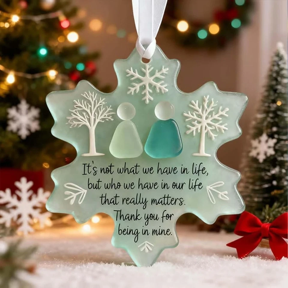 Snowflake Shaped Sea Glass Friendship Decor Christmas Tree Hanging Ornament