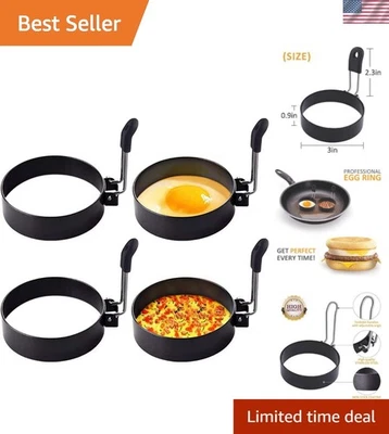 4-Pack  Stainless Steel Egg Rings - Perfect Your Breakfast Creations — 第 1/4 张图片