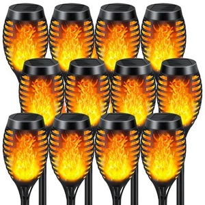 Solar Lights Outdoor 12 Pack, Solar Torch Light with Flickering Flame, Waterp... - Picture 1 of 9