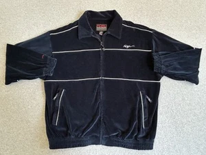 Fubu Jacke Herren Large Blau Velour Zip Track Stickerei 90s Vintage Hip Hop Loose - Bild 1 von 10