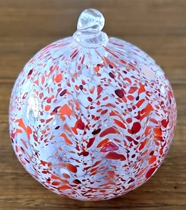 Hand Blown Art Glass Witches Friendship Kugel Ball Peppermint 3.5” Ornament - Picture 1 of 6