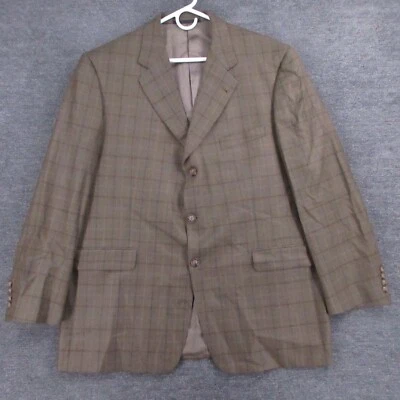 Burberry London Sport Coat Mens 46 Regular Brown Green Plaid Wool Silk Nordstrom - Image 1 of 4
