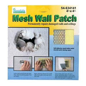 "PARCHE DE REPARACIÓN DE PARED Fijar orificio de panel de yeso reparación techo yeso daños malla metálica 4x4" - Imagen 1 de 10