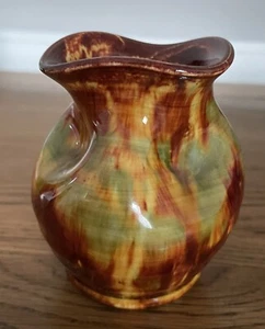 Vintage Ewenny Welsh Studio Pottery Dimple Vase Orange - Picture 1 of 6