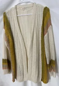 Mystree Knit Open Front Cardigan Color Block Flare Sleeve Soft Sz M - Picture 1 of 9