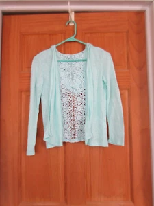 Girl's ROUTE 66 Mint Green Lightweight Kint Hooded Sweater Wrap Size XL (14/16) - Picture 1 of 4