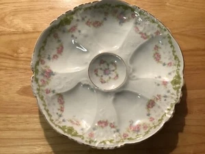 WOW! Austrian Antique Hand Painted Porcelain Roses Flowers OYSTER PLATE Vintage - Picture 1 of 19