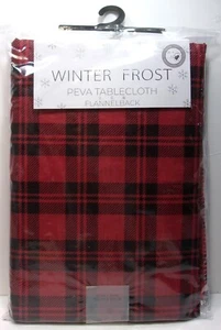 Winter Frost ~ Red Plaid Peva Tablecloth Flannelback 60" x 84" (NIP) - Picture 1 of 5