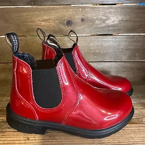 New Big Kids Blundstone 2253 Red Patent Leather Ankle Chelsea Boots Size 2-2.5 - Picture 1 of 5