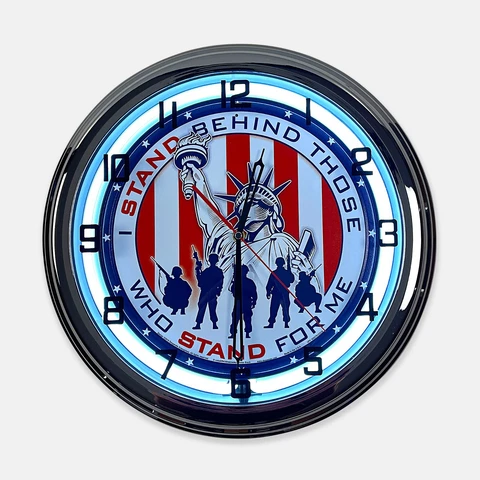 18" I Stand Behind Those Who Stand For Me Metal Sign Designed White Neon Clock Cover
