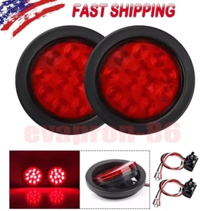 Luces de freno traseras giratorias impermeables 2X 4 pulgadas rojas redondas 24 LED para remolque camión - Imagen 1 de 15