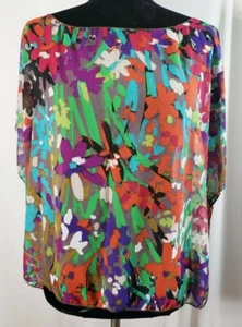 Übergröße Poncho Style Top, ärmellos, mehrfarbig, Gr. 1X-2X, Handarbeit - Bild 1 von 1