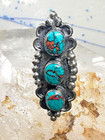 Navajo ring long turquoise Sterling silver size 7.25 sterling silver women