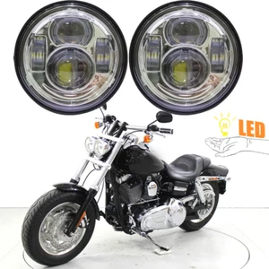 4.65" LED Twin Dual Projector Headlight  For Harley Dyna Fat Bob FXDF 2008-2016  - Picture 1 of 6