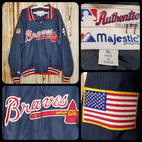Vintage Atlanta Braves Jacket Authentic Majestic MLB Collection Adult XL #17 Cover