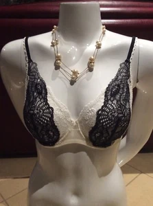 La Perla Malizia Lace Bra 36 B (I 3, F 90) Off White / Black New - Picture 1 of 12
